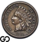 1861 Indian Head Cent Penny *Civil War Era* Choice XF+ Better Date