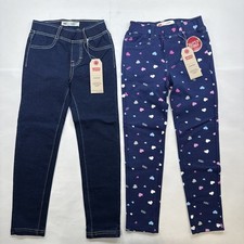  2 Size 6 Girl's Levi  s Cropped Leggings Jegging Denim Blue Hearts Youth Kids