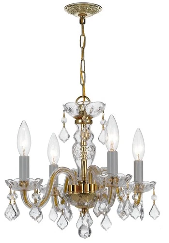 Crystorama Traditional Crystal 15" Brass and Crystal Mini Chandelier - Picture 2 of 6