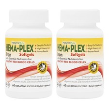 NaturesPlus Hema-Plex Iron - 85 mg Iron (60 count) - 2 Pack, Vegan