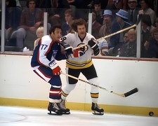  HOCKEY PHOTO PRINT NEW YORK Phil EspositoVS BOSTON  John Wensink 