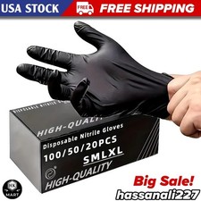 20/50/100PCS Black Nitrile Disposable Gloves Thick Waterproof Cleaning Tattoo