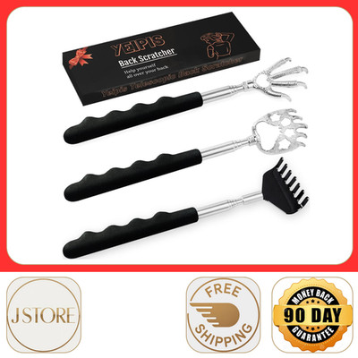 3 Pack Metal Portable Telescoping Back Scratchers with Rubber Handles