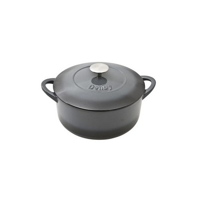 Denby Halo Cast Iron 4L Round Casserole, Medium, Gray