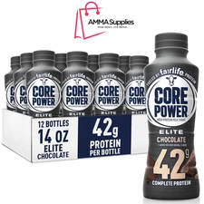 Core Power Elite High Protein Shake, Chocolate, 42g Bottle, 14oz, 12 Pack