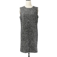 DOLCE & GABBANA Speckled Tweed A-Line Short Dress, Size 42, Gray Women USED