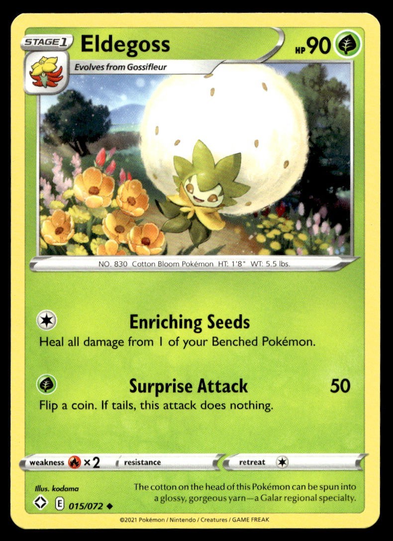 Eldegoss 15/72 Pokemon Card Shining Fates Uncommon 90 HP Near Mint CG