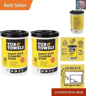 Heavy-Duty Multi-Surface Cleaning Wipes, 10'' x 12'', 90 Count Canister, Remove...