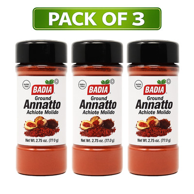 Badia Ground Annatto Achiote Molido 2.75 oz Pack of 3 Seasoning Spice Fresh