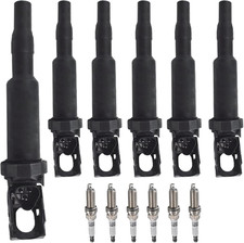 Ignition Coil Iridium Spark Plugs Set of 6Pcs UF592 C1638 Compatible with BMW 13