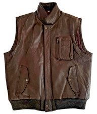 VTG Liaison Brown Leather Flight Vest Mens XL Biker Bomber