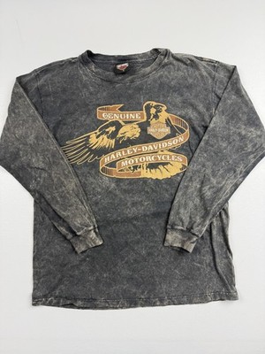 Harley-Davidson Shirt Mens Medium Black Eagle Long Sleeve Tee Waynesville NC