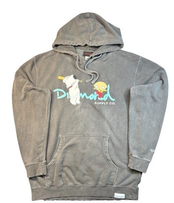 Diamond Supply Co Family Guy Brian Stewie Hoodie Gray Pullover Mens Large 1136