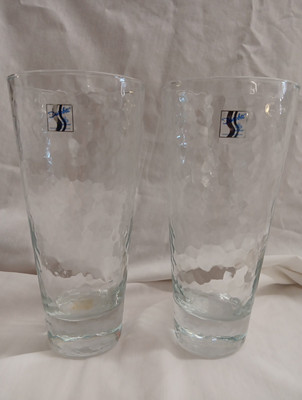 Durobor Drinking Glasses Hammered  ICY  Texture Made In Belgium Set Of 2 7.5''  