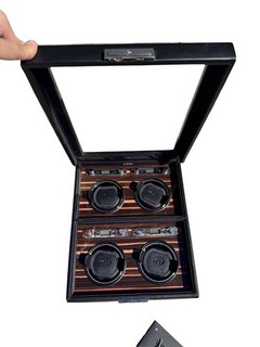 WOLF Roadster Ebony Macassar Quad Watch Winder New Open Box W Key