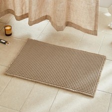 Waffle Bath Mat, Boho Bathroom Rugs Non Slip Washable, 30x20 Khaki Super