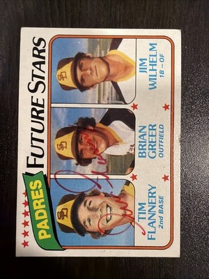 TIM FLANNERY 1980 TOPPS AUTOGRAPHED SIGNED AUTO BASEBALL CARD WU