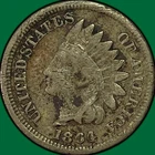 1864 Copper Nickel Indian Head Cent Fine F Coin, Damaged #41146