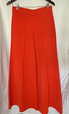 11 12 Vintage Women's Knit Orange Red Wide Leg Pants Retro Groovy Seam Med Large