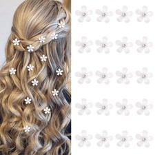 20Pcs Mini White Rhinestone Flower Hair Clips, Decorative Wedding Bridal Hair...