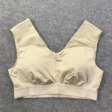 Tommie Copper Sports Bra Womens Large Beige Shoulder Support Copper Znergy Mesh