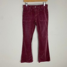 Pilcro The Icon Flare Corduroy Pants Womens 28 Burgundy Patch Pocket Mid Rise