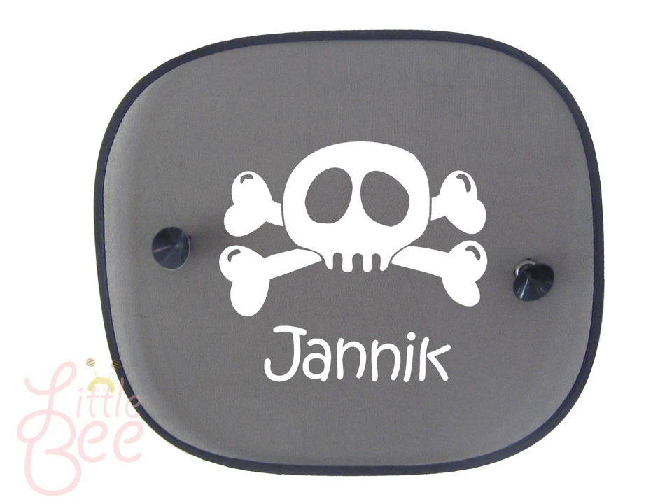 LITTLE BEE Auto Sonnenschutz Sonnenblende Totenkopf mit Wunschnamen NEU