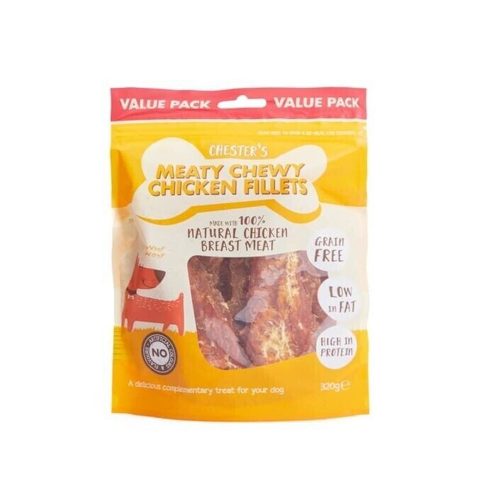 Chester's Meaty Chewy Chicken Fillets 320g Grain Free Dog Food UK eBay