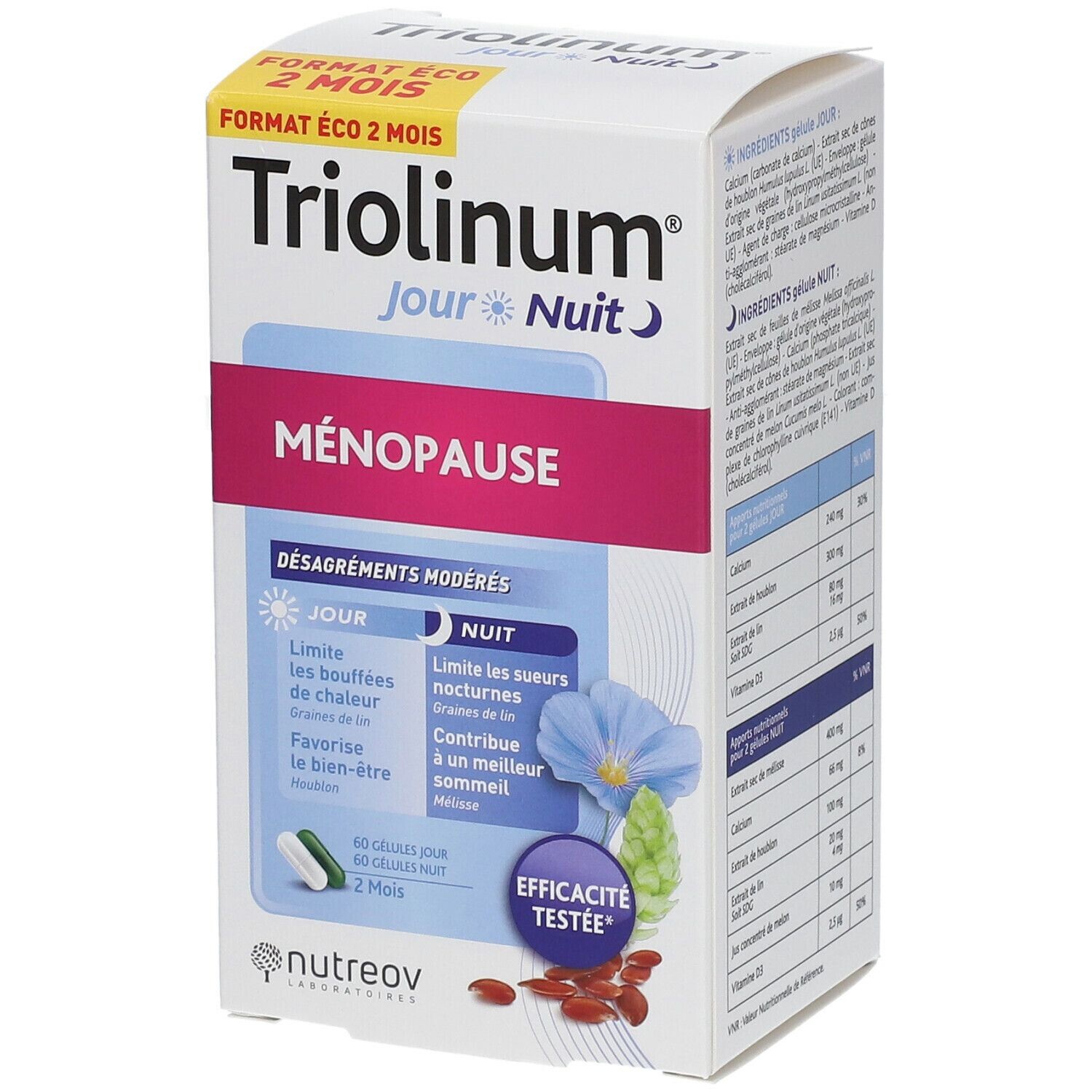 Complément alimentaire Ménophytéa ménopause jour nuit Triolinum | Cure bien-être féminin