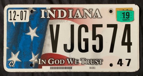 Indiana State In God We Trust 2019 Metal License Plate - VJG574 | eBay