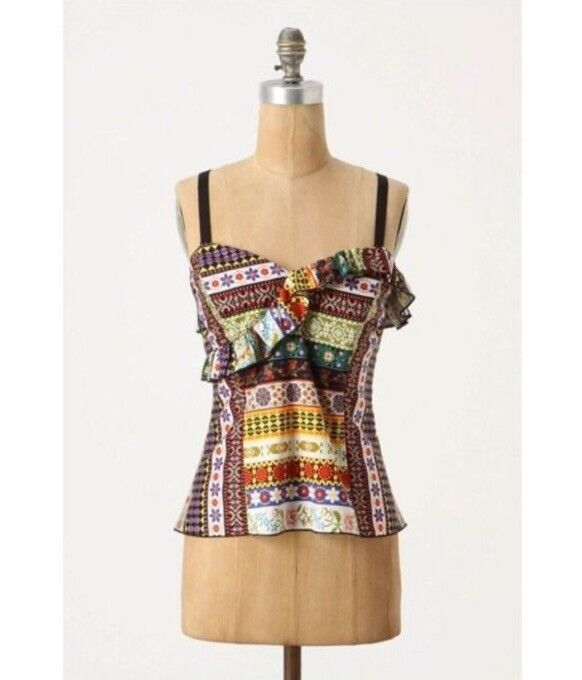 Anna Sui for Anthropologie Shirt Womens Size 6 Conestoga Corset Top Bustier