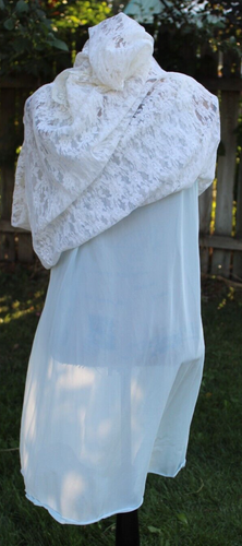 Vtg 50s Miss Siren Blue Nylon Ivory Lace Sleeveless Peignoir Nightgown Women's S - Picture 5 of 7