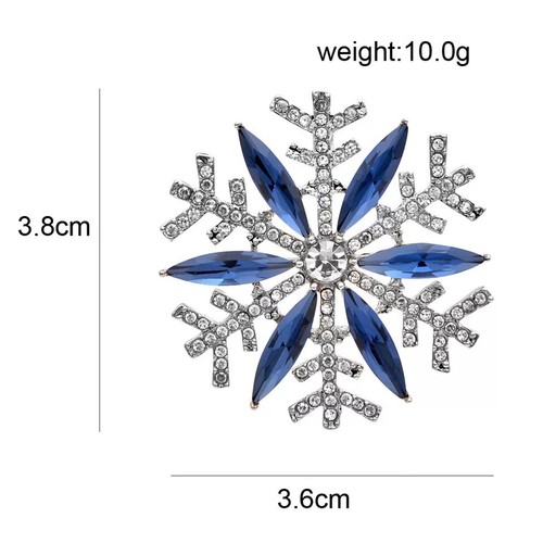 ZARD Christmas Snowflake Pin Brooch with Blue Crystal Accents Holiday Jewelry - 第 4/5 張圖片