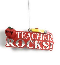 Midwest CBK My Teacher ROCKS Christmas Tree Ornament made of resin