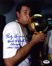 Rudy Tomjanovich SIGNED 8x10 Photo Back to Back Champs AUTOGRAPHED PSA/DNA LAKER