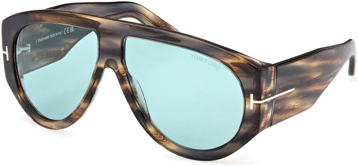 Tom Ford BRONSON FT 1044 Striped Brown/Blue 56V Sunglasses New