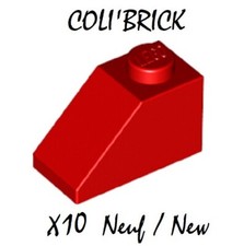 Lego 3040 - 10x Brique pente / Slope 45° 2x1 - Rouge / Red - 6270 35281 NEUF