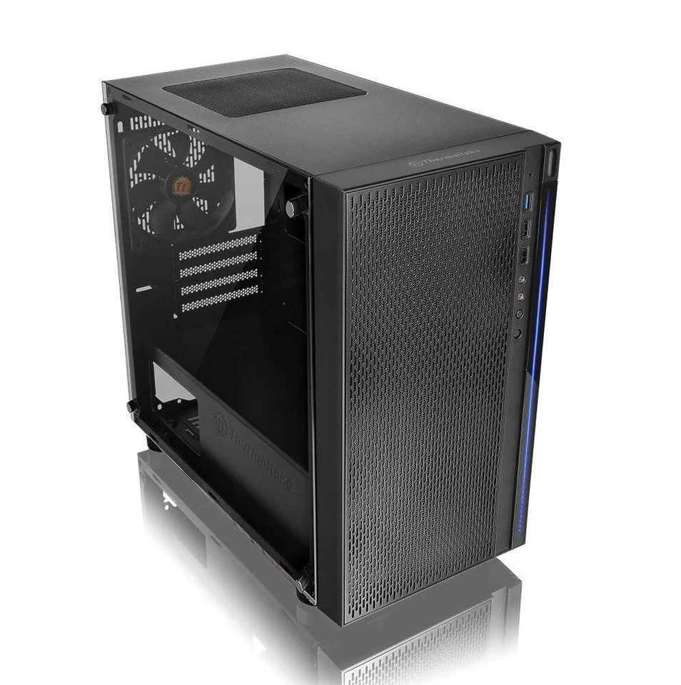 Thermaltake Versa H18 Micro ATX Case Black with Blue LED Compact Design - Image 3 of 4