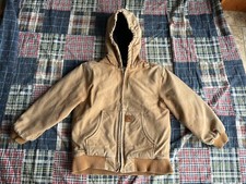 Youth Carhartt Hooded Quilt Lined Canvas Jacket Coat Size M 10-12 Distressed