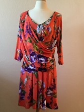 NY Collection Floral Faux Wrap Dress Sz 2XP