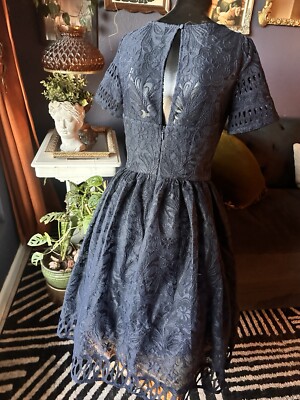 slim fit dress slacks Green Lace Fit & Flare Tea-Length Party Dress main image 1