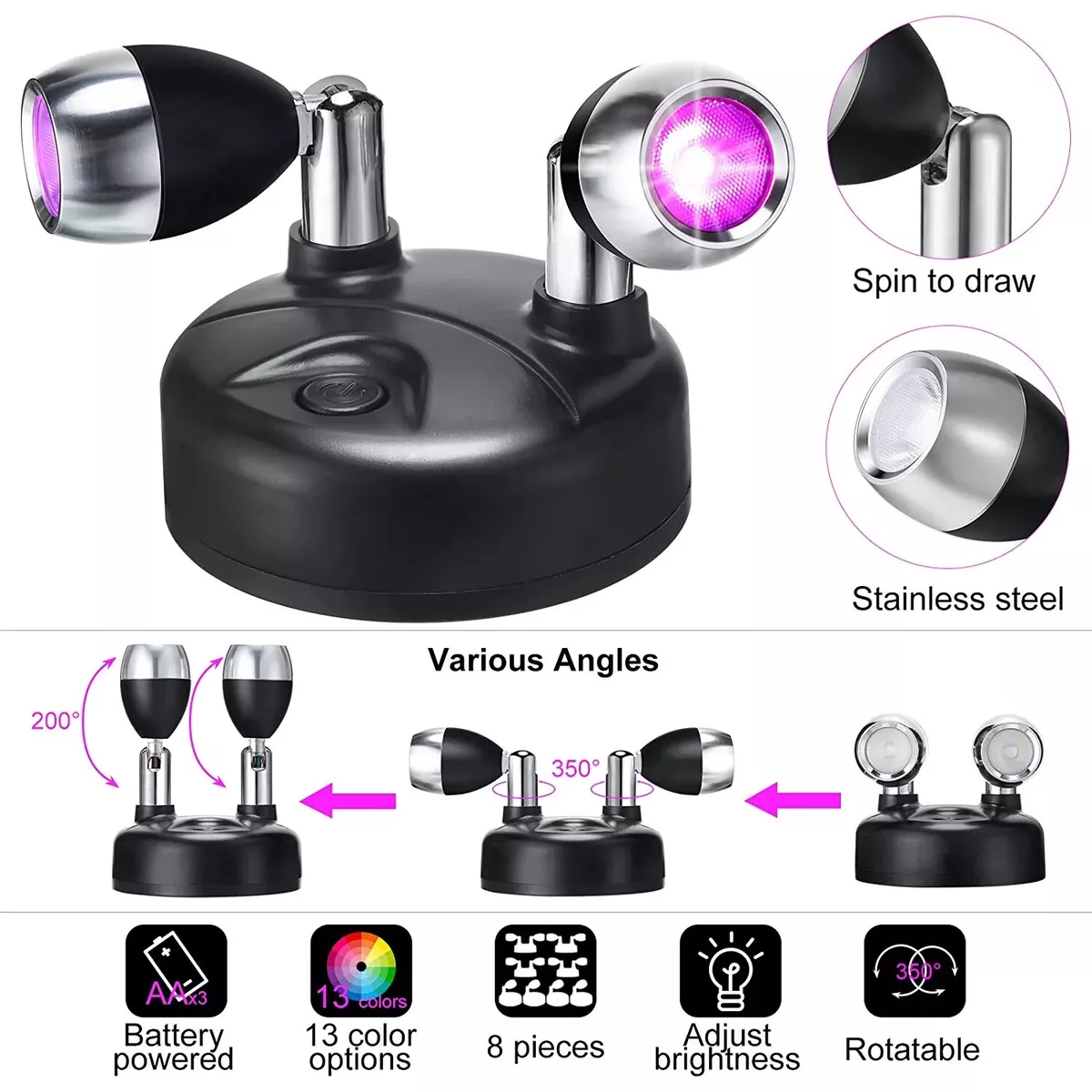 Wireless led spotlights with outlet remote control