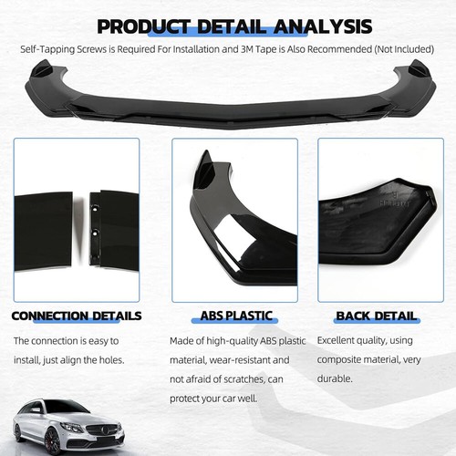 For Chrysler 300 2005-2020 Front Bumper Lip Splitter Spoiler Chin Kit Gloss Blk - Picture 7 of 15