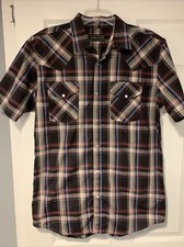 Men s High Noon Pearl Snap Western Plaid Short Sleeve Button Down no Size Tag