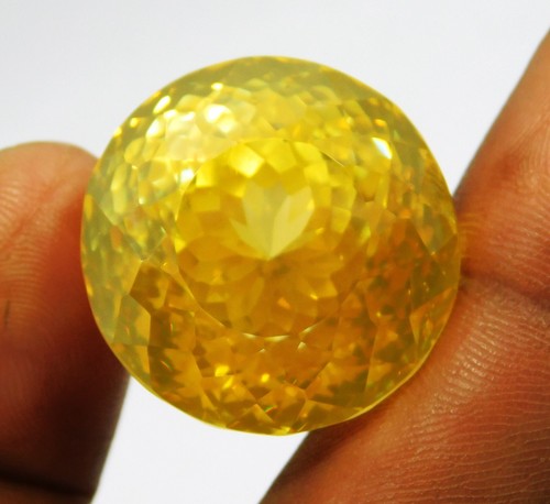 Natural 119.10 Ct Cambodian Yellow Zircon Round Cut Loose Gemstone " CERTIFIED " - Picture 4 of 7