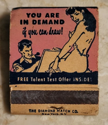 Vtg Art Instruction Talent Test Matchbook 1950s Minneapolis Diamond Match Art