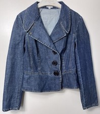 Pringle Of Scotland Dark Blue Denim Blazer Jacket Size Uk 10