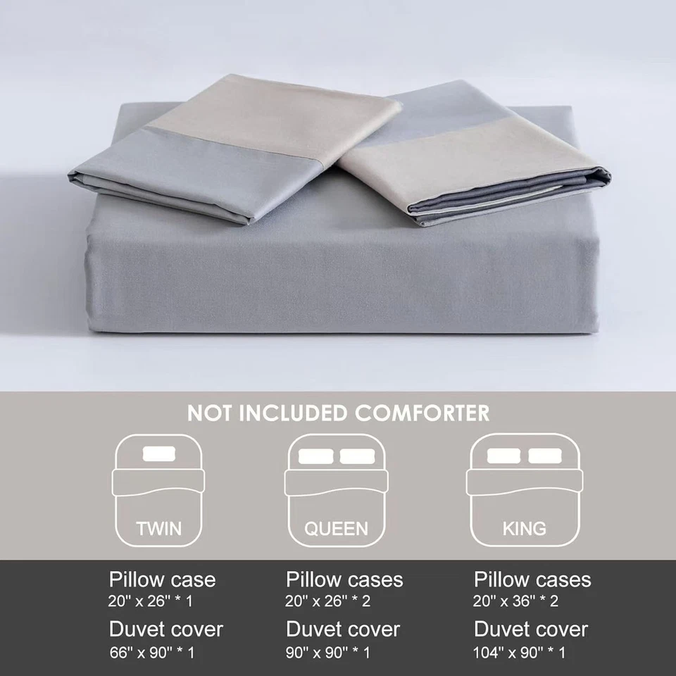 Warmdern Bedding 100% Cotton Ultra Soft 3pcs Duvet Cover Set King Queen Twin - Image 4 of 4