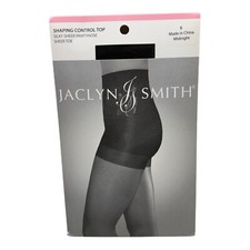 Jaclyn Smith Shaping Control Top Silky Sheer Pantyhose Size B Midnight Black 