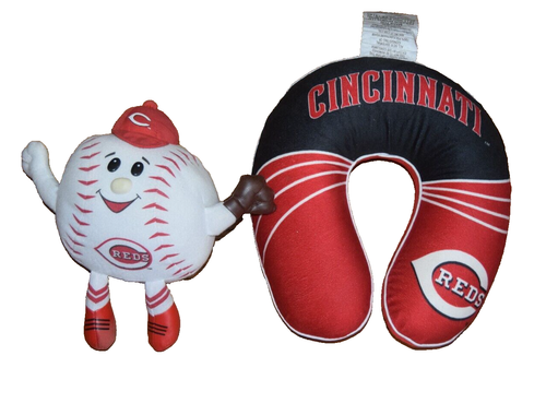 Cincinnati Reds MLB Souvenirs Neck Rest Travel Pillow and Mr. Red Plush ...
